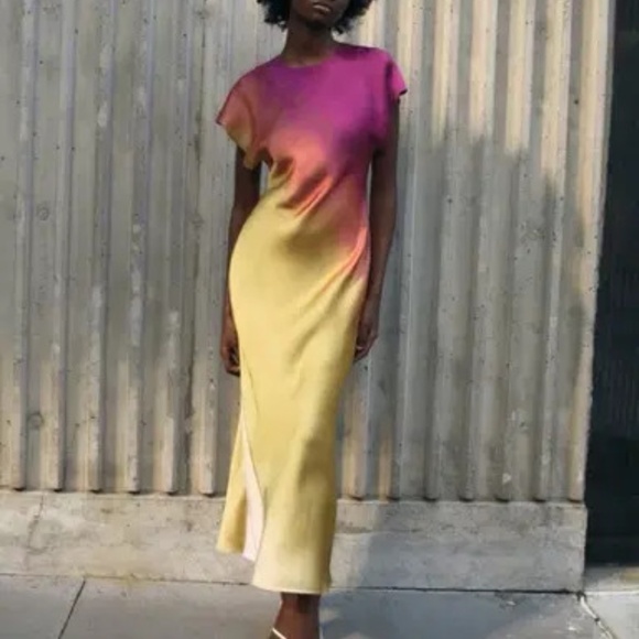 ZARA Multicolour Long Tie-Dye Dress Size XL - Picture 2 of 8